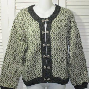 L.L.Bean Nordic/Fair Isle Metal Clasp Cardigan Sweater S